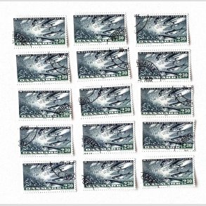 FRIM�RKER DANMARK | 1984 - AFA 809 - Fiskeri og s�fart - 15 x 2,30 Kr. sortbl�/gr�n - P�nt Stemplet