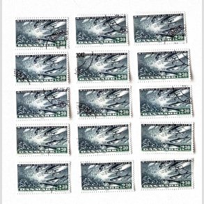 FRIM�RKER DANMARK | 1984 - AFA 809 - Fiskeri og s�fart - 15 x 2,30 Kr. sortbl�/gr�n - P�nt Stemplet