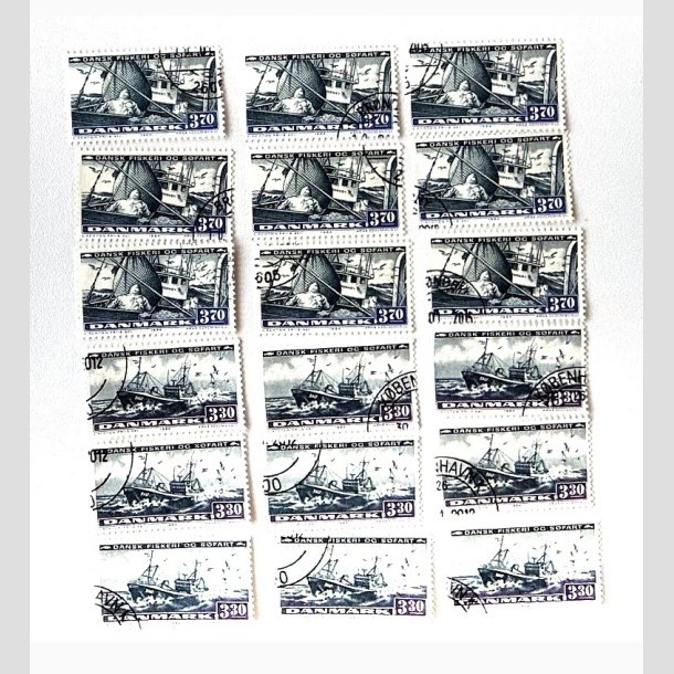 FRIM�RKER DANMARK | 1984 - AFA 811+812 - Fiskeri og s�fart - 2 x 9 stk. - P�nt Stemplet 
