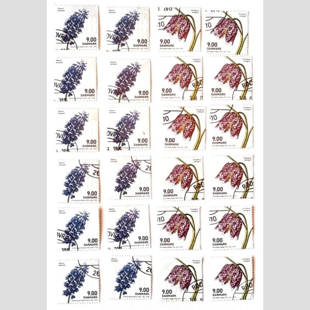 FRIM�RKER DANMARK | 2014 - AFA 1766+67 - For�rsblomster - 12 x s�t - Flot hj�rne Stemplet