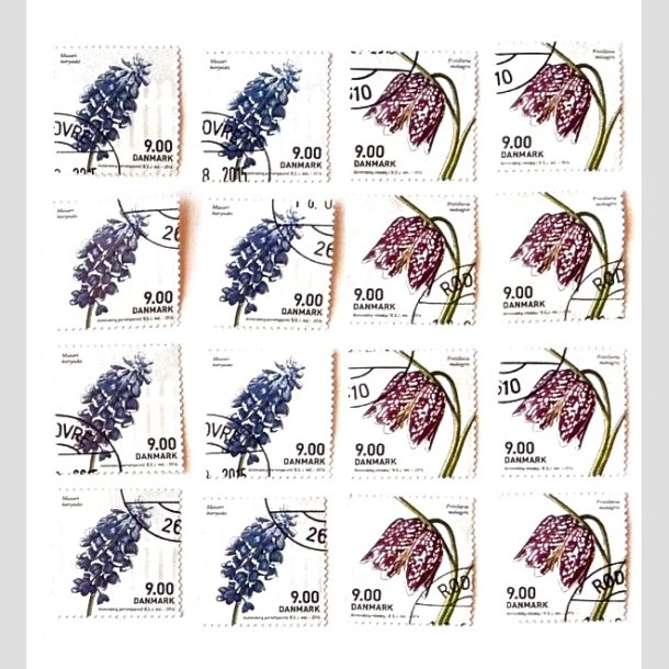 FRIM�RKER DANMARK | 2014 - AFA 1766+67 - For�rsblomster - 8 x s�t - Flot hj�rne Stemplet