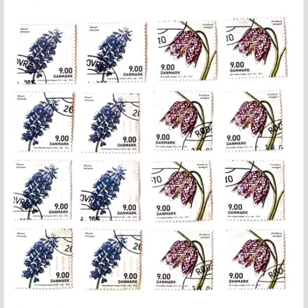 FRIM�RKER DANMARK | 2014 - AFA 1766+67 - For�rsblomster - 8 x s�t - Flot hj�rne Stemplet