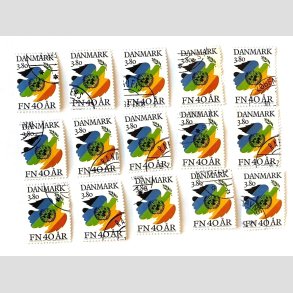 FRIM�RKER DANMARK | 1985 - AFA 841 - FN 40 �r - 16 x 3,80 Kr. flerfarvet - Flot Stemplet