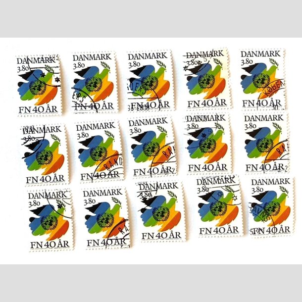 FRIM�RKER DANMARK | 1985 - AFA 841 - FN 40 �r - 16 x 3,80 Kr. flerfarvet - Flot Stemplet