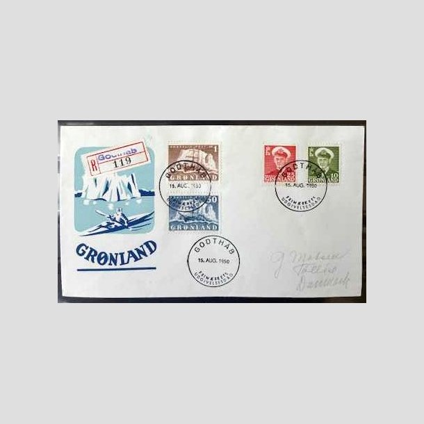 FRIMRKER GRNLAND | 1950 - AFA 30,32,33,34 - Kong Frederik IX, Gustav Holm - p FDC 