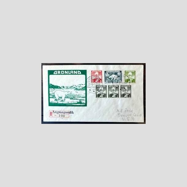 FRIMRKER GRNLAND | 1938 - AFA 1,3,5,6 - Chr. X mv. - 7 mrker p brev til USA - Stemplet