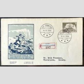 FRIMRKER GRNLAND | 1958 - AFA 41 - Gustav Holm - 5 kr. p FDC - Stemplet Sdr. Stmfjord
