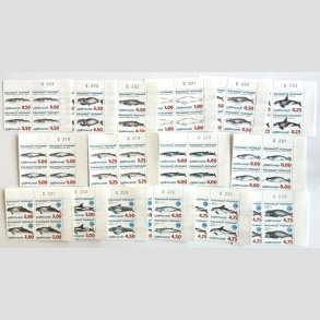 FRIM�RKER GR�NLAND | 1996-98 - AFA 289-324 - Gr�nlandske hvaler I+2+3 - Komplet s�t Marginalblokke - Postfrisk