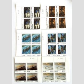 FRIM�RKER GR�NLAND | 1997-99 - AFA 315-343 - Gr�nlandske kunstere I+2+3 - Komplet i marginalblokke - Postfrisk
