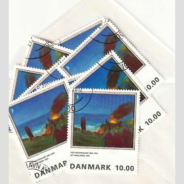 FRIMRKER DANMARK | 1995 - AFA 1099 - 10,00 Kr. x 12 stk. - Pnt Stemplet