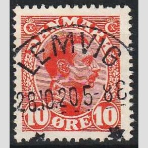FRIMRKER DANMARK | 1913 - AFA 69 - Chr. X 10 re rd - Lux Stemplet Lemvig