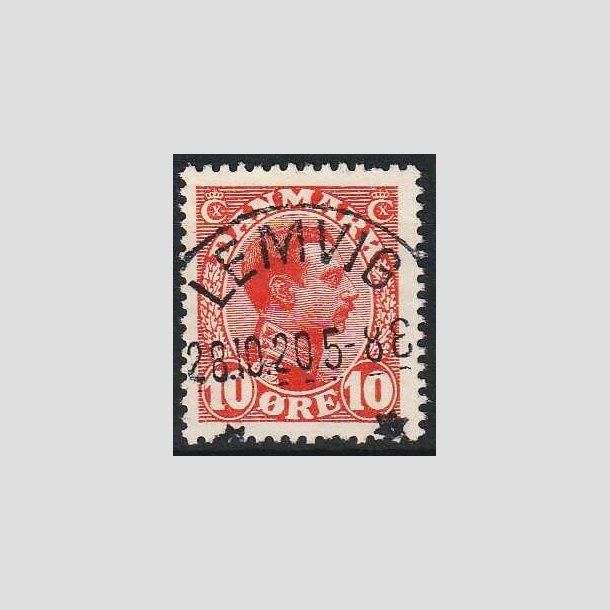 FRIMRKER DANMARK | 1913 - AFA 69 - Chr. X 10 re rd - Lux Stemplet Lemvig