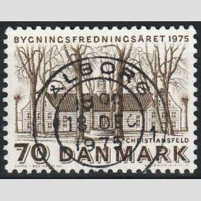FRIM�RKER DANMARK | 1975 - AFA 591 - Bygningsfredning - 70 �re brun - Pragt Stemplet �lborg