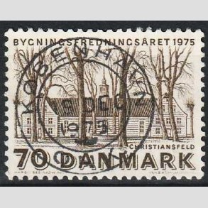 FRIM�RKER DANMARK | 1975 - AFA 591 - Bygningsfredning - 70 �re brun - Pragt Stemplet