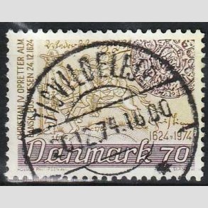 FRIM�RKER DANMARK | 1974 - AFA 580 - Danske Postv�sen 350 �r - 70 �re - Lux Stemplet Tisvildeleje