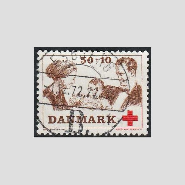 FRIMRKER DANMARK | 1969 - AFA 491 - Dans Rde Kors tillgsvrdi - 50 + 10 re - Pragt Stemplet