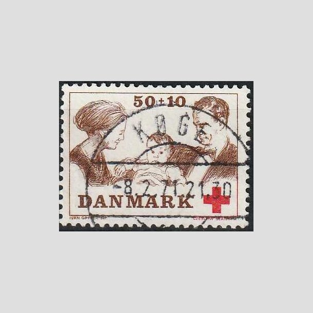 FRIMRKER DANMARK | 1969 - AFA 491 - Dans Rde Kors tillgsvrdi - 50 + 10 re - Pragt Stemplet