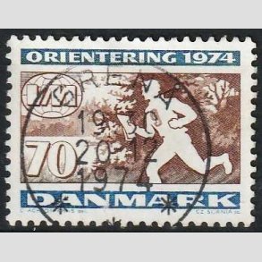 FRIM�RKER DANMARK | 1974 - AFA 575 - Orienteringsl�b WM - 70 �re - Pragt Stemplet Gren�