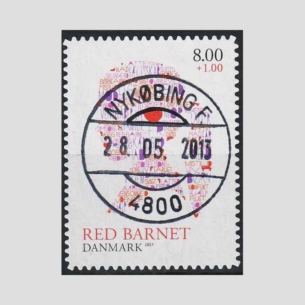 FRIMRKER DANMARK | 2013 - AFA 1747a - Red Barnet - 8,00 + 1,00 Kr. - Pragt Stemplet Nykbing F