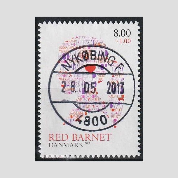 FRIMRKER DANMARK | 2013 - AFA 1747a - Red Barnet - 8,00 + 1,00 Kr. - Pragt Stemplet Nykbing F