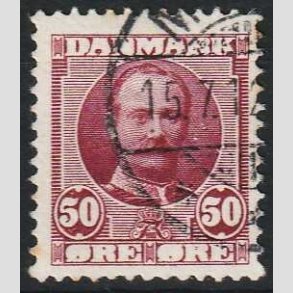 FRIM�RKER DANMARK | 1907 - AFA 58 - Frederik VIII 50 �re r�dlilla - Stemplet