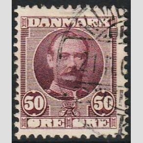 FRIM�RKER DANMARK | 1907 - AFA 58 - Frederik VIII 50 �re r�dlilla - Stemplet