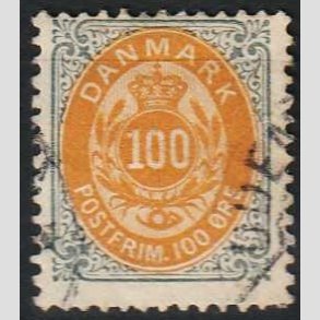 FRIM�RKER DANMARK | 1895 - AFA 31B - 100 �re gr�/gul - Stemplet 