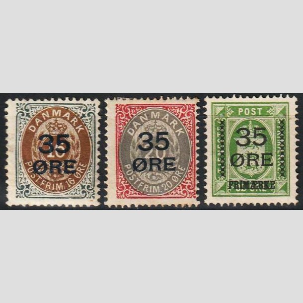 FRIMRKER DANMARK | 1912  - AFA 60,61,62 - 35 res Provisorier i komplet st - Ubrugt