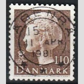 FRIMRKER DANMARK | 1979 - AFA 677 - Dronning Margrethe - 110 re brun - Pragt Stemplet benr