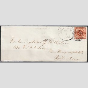 FRIMRKER DANMARK | 1858-62 - AFA 7 - 4 Skilling brun p brev - Stemplet