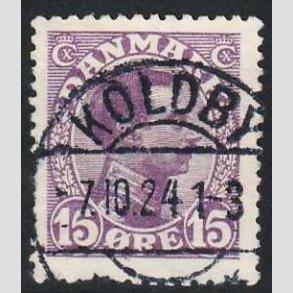 FRIMRKER DANMARK | 1913 - AFA 70 - Chr. X 15 re violet - Lux Stemplet Koldby