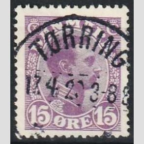 FRIMRKER DANMARK | 1913 - AFA 70 - Chr. X 15 re violet - Lux Stemplet Trring