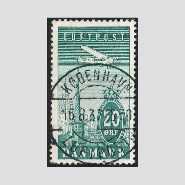 FRIMRKER DANMARK | 1934 - AFA 218 - Ny Luftpost 20 re blgrn - Lux Stemplet