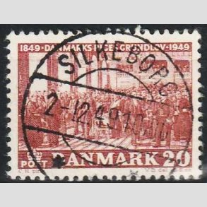 FRIM�RKER DANMARK | 1949 - AFA 315 - Grundloven 100 �r - 20 �re r�dbrun - Pragt Stemplet 