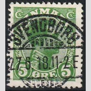 FRIMRKER DANMARK | 1913 - AFA 68 - Chr. X 5 re grn - Lux Stemplet Svendborg