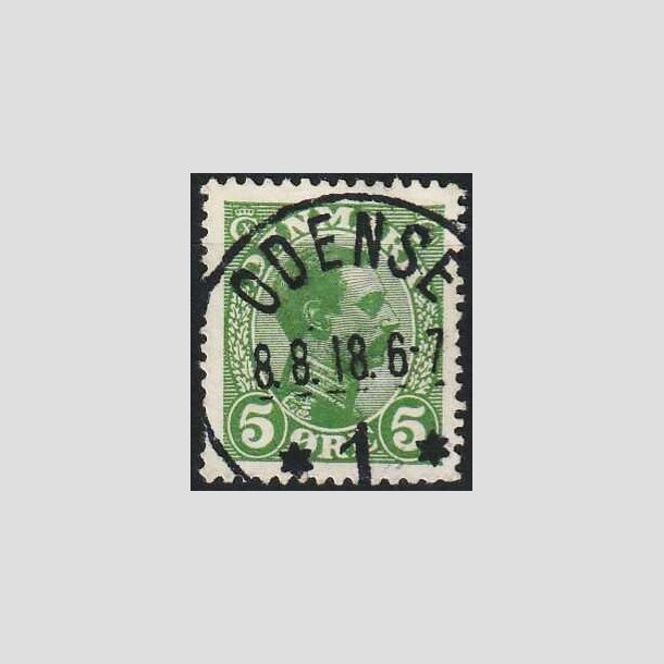 FRIMRKER DANMARK | 1913 - AFA 68 - Chr. X 5 re grn - Lux Stemplet Odense