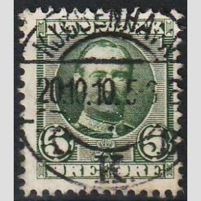 FRIM�RKER DANMARK | 1907 - AFA 54 - Frederik VIII 5 �re gr�n - Lux Stemplet