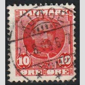 FRIM�RKER DANMARK | 1907 - AFA 55 - Frederik VIII 10 �re r�d - Lux Stemplet Kj�ge
