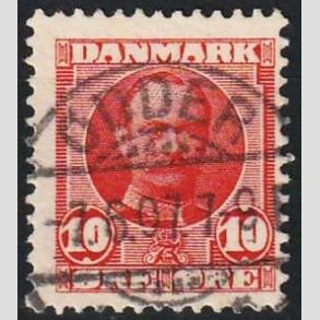 FRIM�RKER DANMARK | 1907 - AFA 55 - Frederik VIII 10 �re r�d - Lux Stemplet 