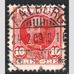 FRIM�RKER DANMARK | 1907 - AFA 55 - Frederik VIII 10 �re r�d - Lux Stemplet Aalborg