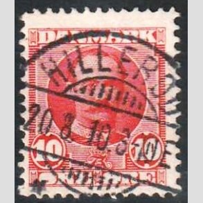 FRIM�RKER DANMARK | 1907 - AFA 55 - Frederik VIII 10 �re r�d - Lux Stemplet Hiller�d