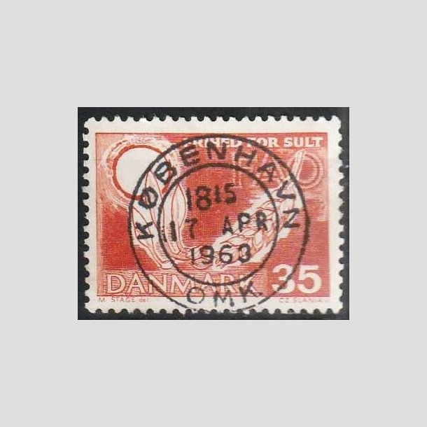 FRIMRKER DANMARK | 1963 - AFA 412 - FAO anti-hunger - 35 re brunrd - Pragt Stemplet