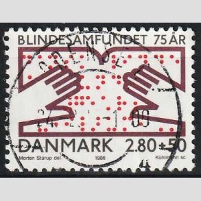 FRIMRKER DANMARK | 1986 - AFA 853 - Dansk Blindesamfund 75 r. - 2,80 Kr. + 50 re - Pragt Stemplet