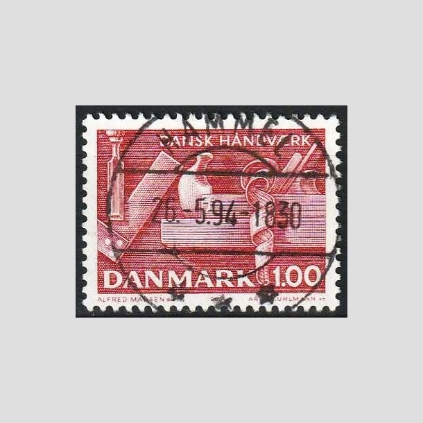 FRIMRKER DANMARK | 1977 - AFA 642 - Dansk hndvrk - 1,00 Kr. rd - Pragt Stemplet