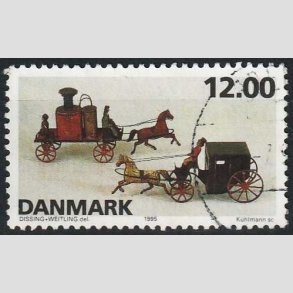 FRIMRKER DANMARK | 1995 - AFA 1106 - Dansk legetj - 12,00 Kr. flerfarvet - Pnt Stemplet