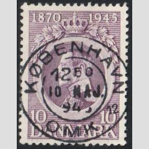 FRIM�RKER DANMARK | 1945 - AFA 290 - Chr. X 75 �r 10 �re violet - Pragt Stemplet 