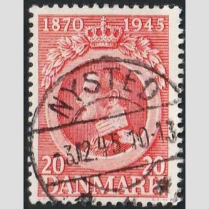 FRIM�RKER DANMARK | 1945 - AFA 291 - Chr. X 75 �r 20 �re r�d - Pragt Stemplet Nysted