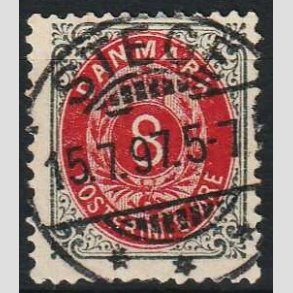 FRIM�RKER DANMARK | 1895 - AFA 25B - 8 �re gr�/r�d - Lux Stemplet Stege