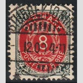 FRIM�RKER DANMARK | 1895 - AFA 25B - 8 �re gr�/r�d - Lux Stemplet Stubbekj�bing
