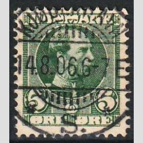 FRIMRKER DANMARK | 1905-06 - AFA 52 - Chr. IX 5 re grn - Lux Stemplet